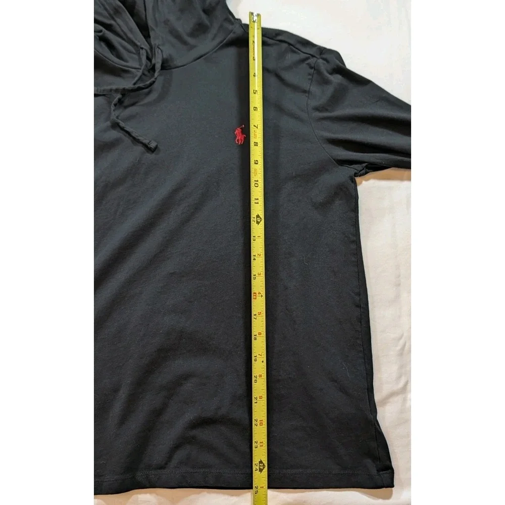 Polo Ralph Lauren‎ Men's Hoodie T-Shirt Long Sleeve Black Red Pony Size Medium